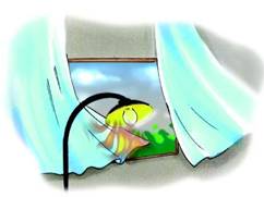 注意窗簾等物品，避免因風掛住燈泡產生危險